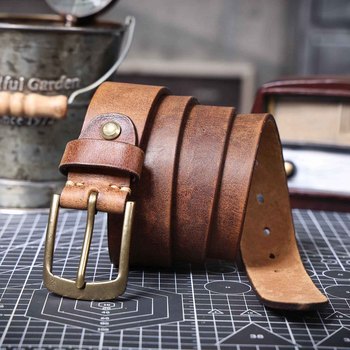 Men’s Genuine Leather Belt – Italian Cowhide with Brass Buckle 6